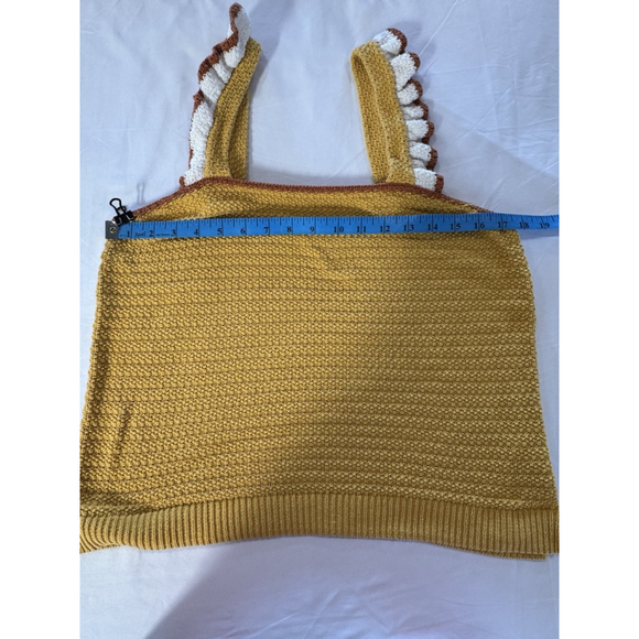 Madewell Ruffle-Strap Knit Sweater Mustard Yellow Boho Tank Size Large - Picture 4 of 7